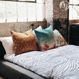Juego de ropa de cama con manta terapéutica ondas azules