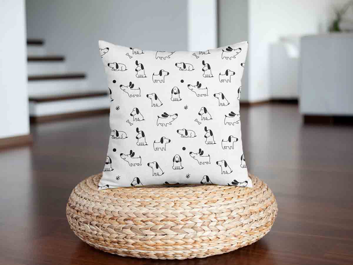 Almohada de salud blanca con perros