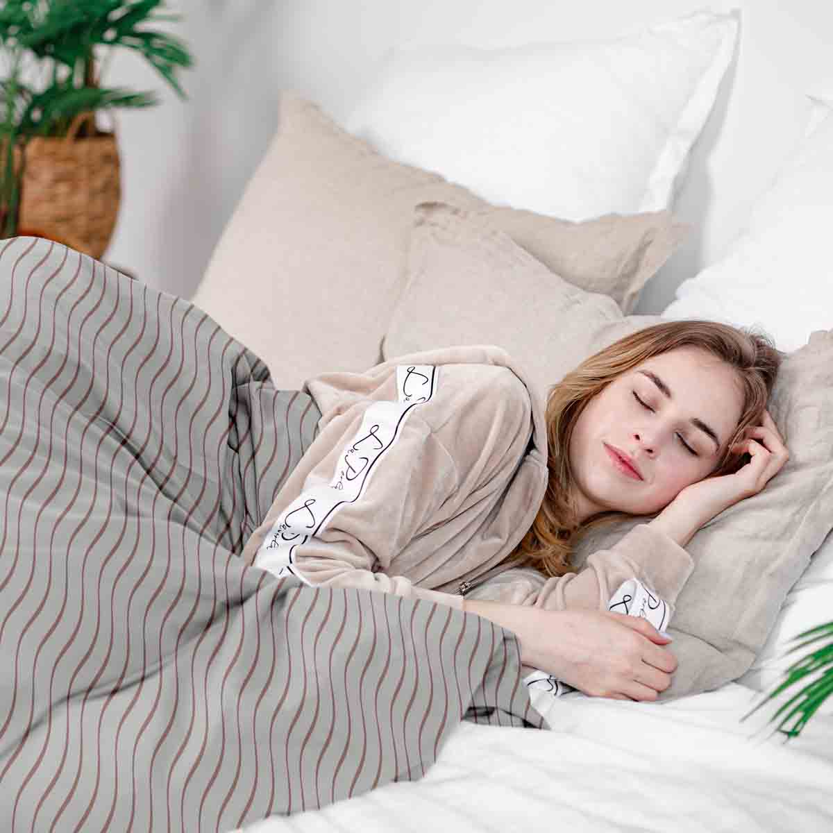 Set de ropa de cama con manta terapéutica rosa con ondas