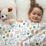 Set de ropa de cama con mantas terapéuticas y dinosaurios coloridos