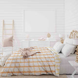 Set de ropa de cama con manta terapéutica amarillo a cuadros