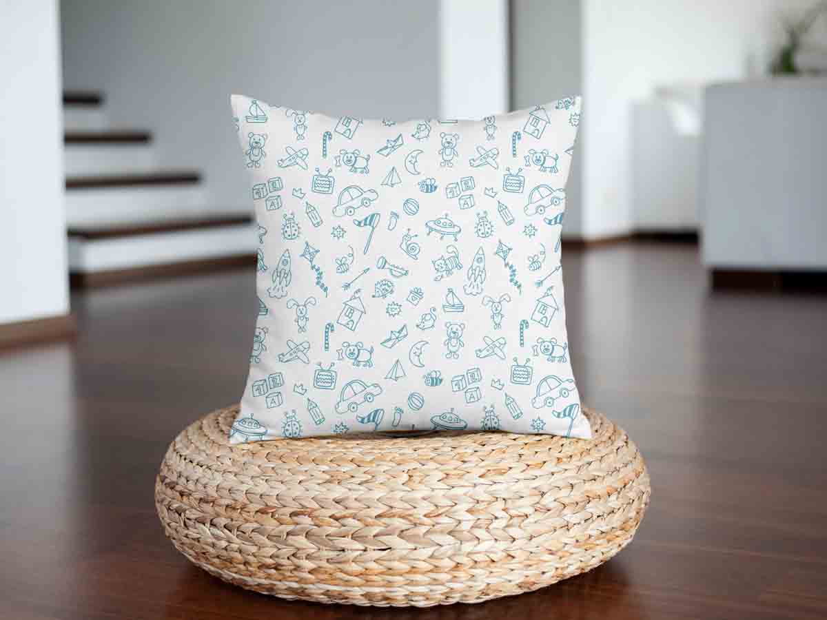Almohada de salud blanca con juguetes