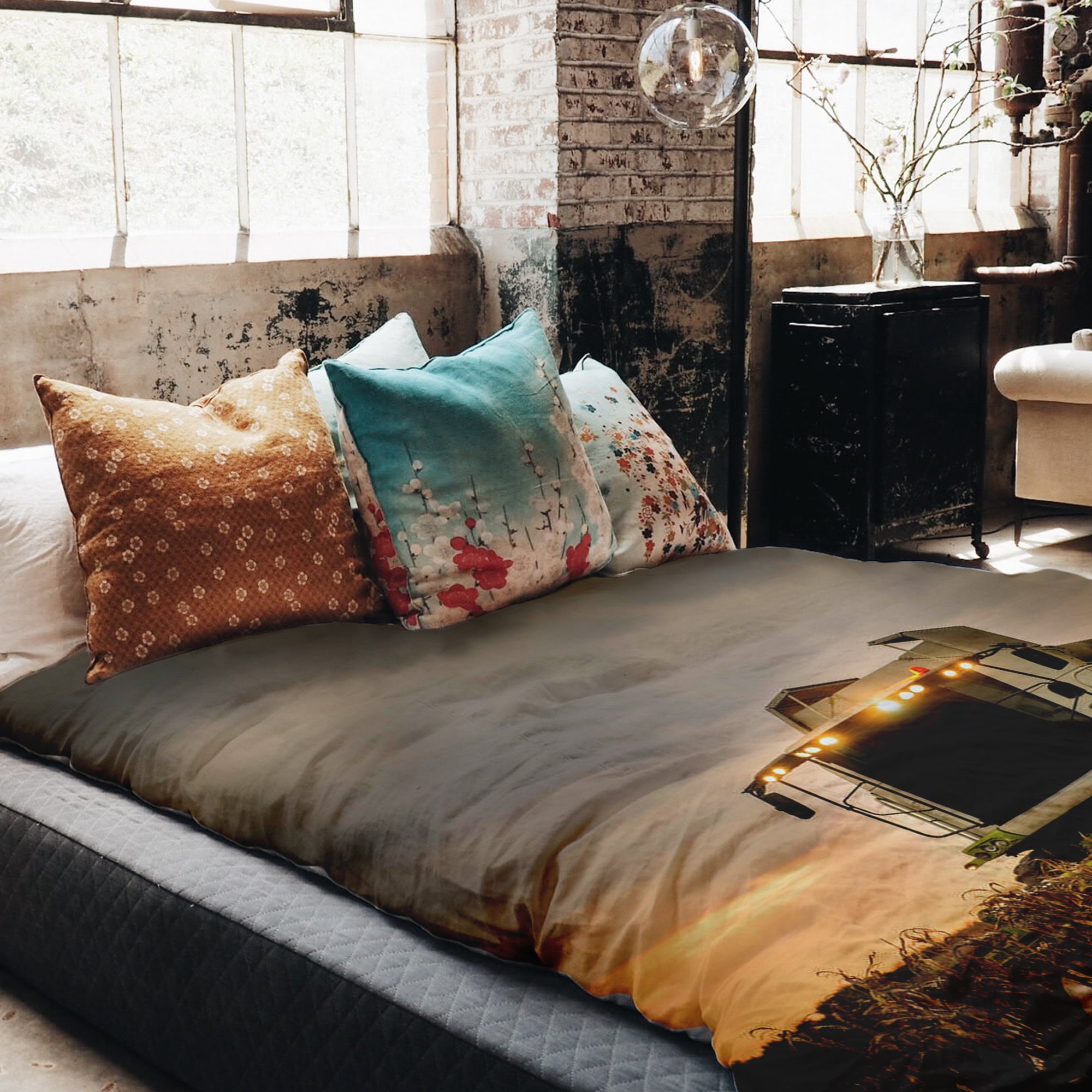 Juego de ropa de cama con manta terapéutica marrón Dreschmaschine