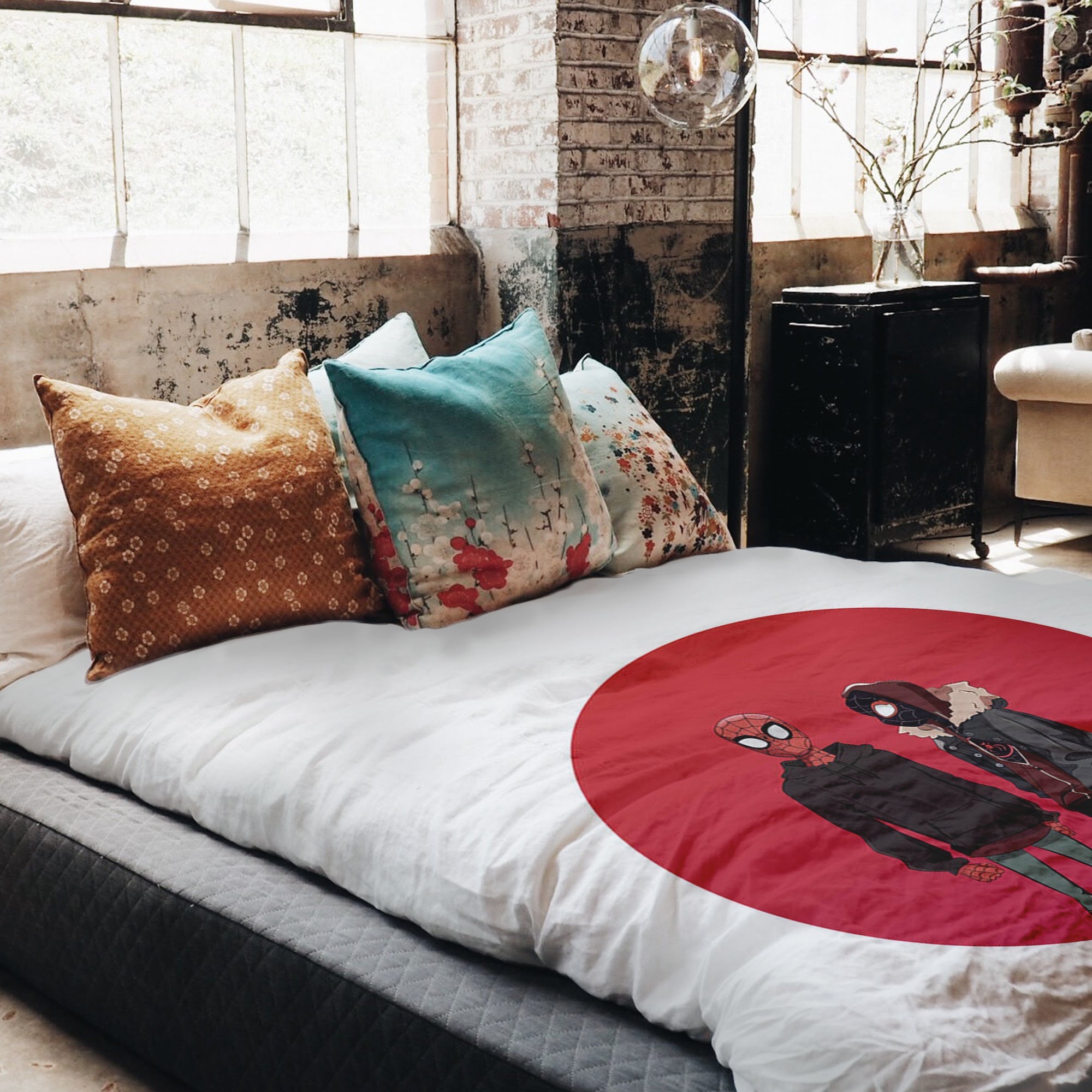 Juego de ropa de cama de mantas terapéuticas blanco con Spiderman