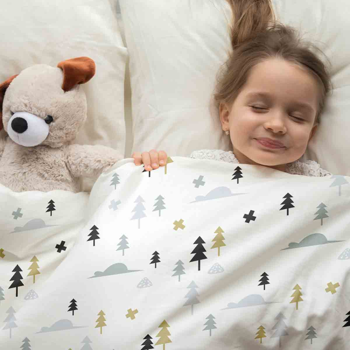 Set de ropa de cama con manta terapéutica bosque gris