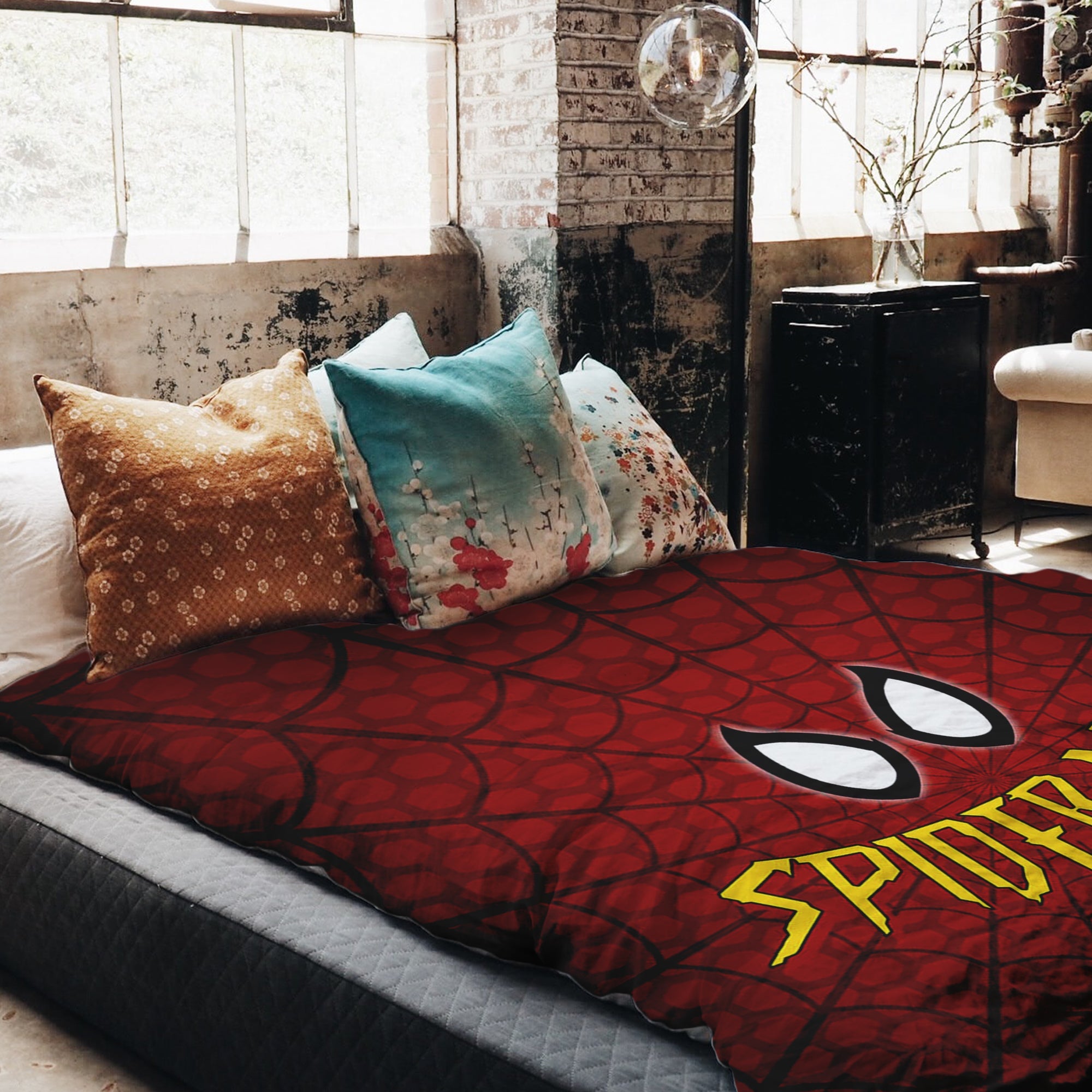 Set de ropa de cama con manta terapéutica rojo Spiderman