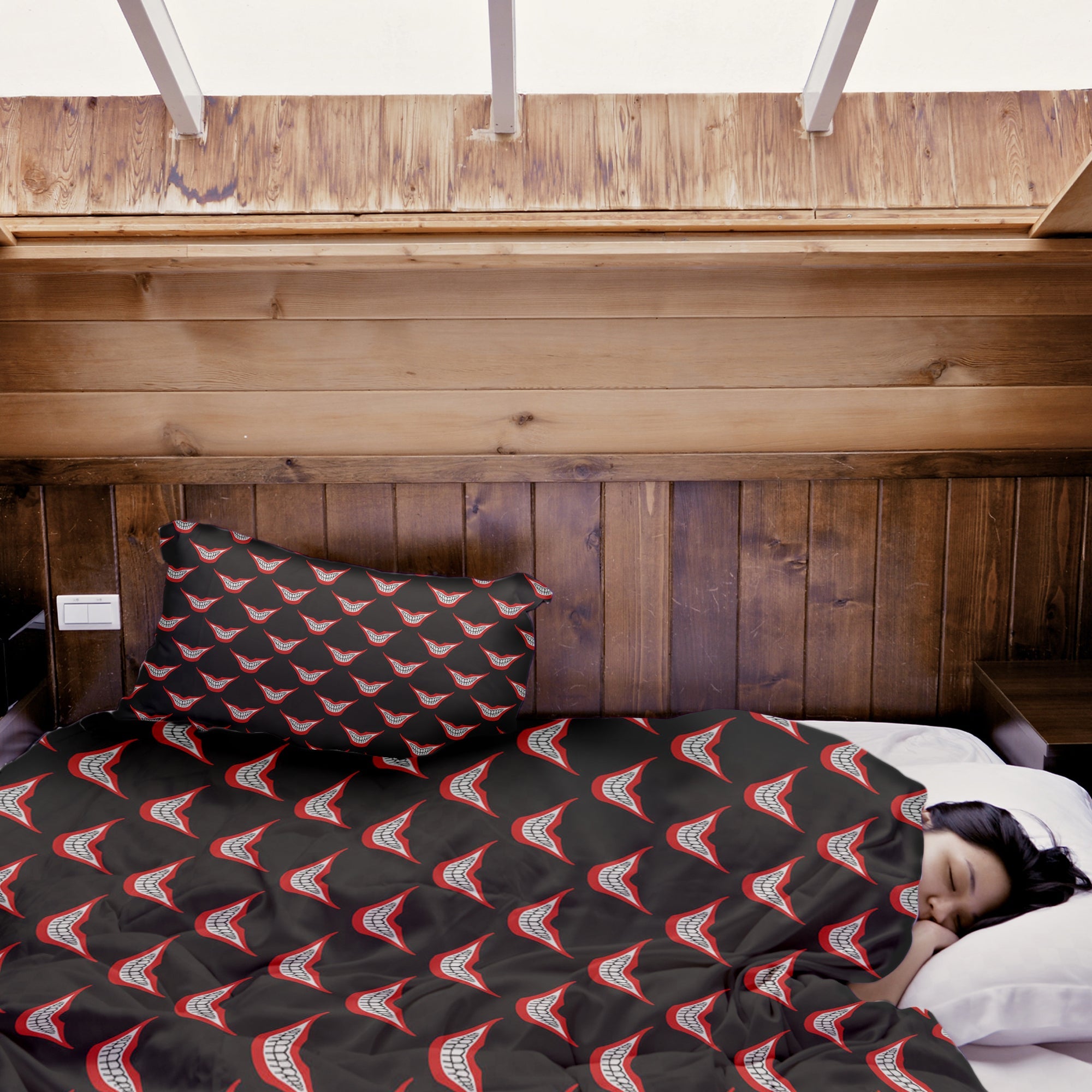 Juego de ropa de cama con manta terapéutica Boca sonriente