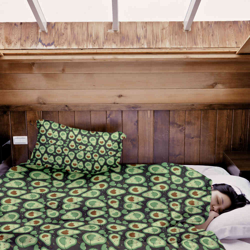 Set de ropa de cama con mantas terapéuticas Aguacates verdes