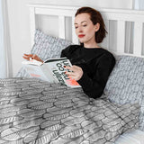 Juego de ropa de cama con manta terapéutica gris con hojas de arce