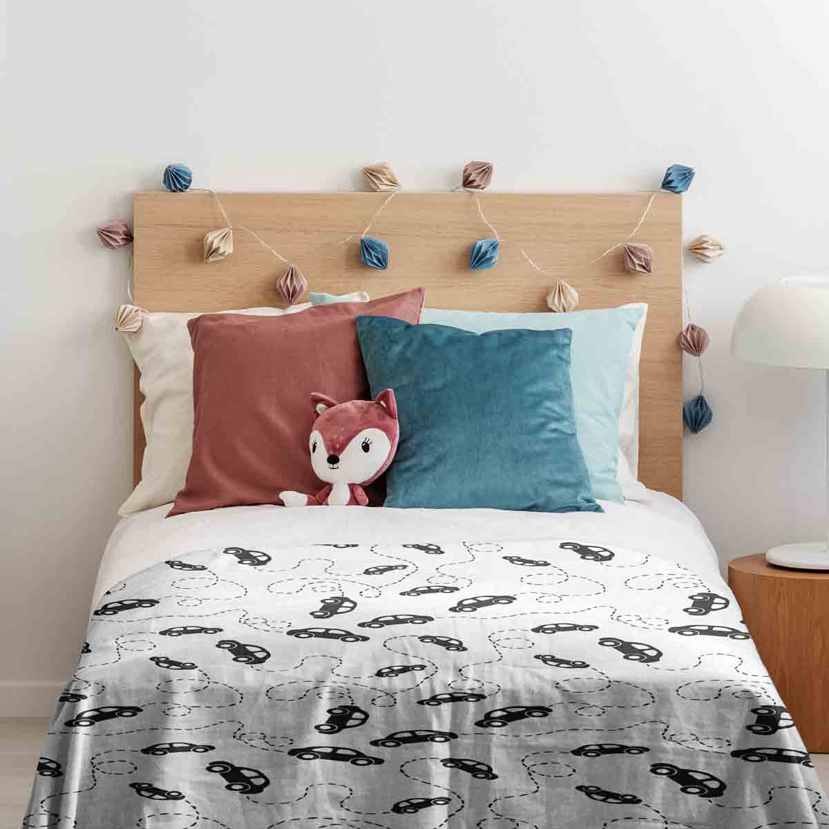 Original Therapiedecke - Juego de ropa de cama de algodón con autos negros