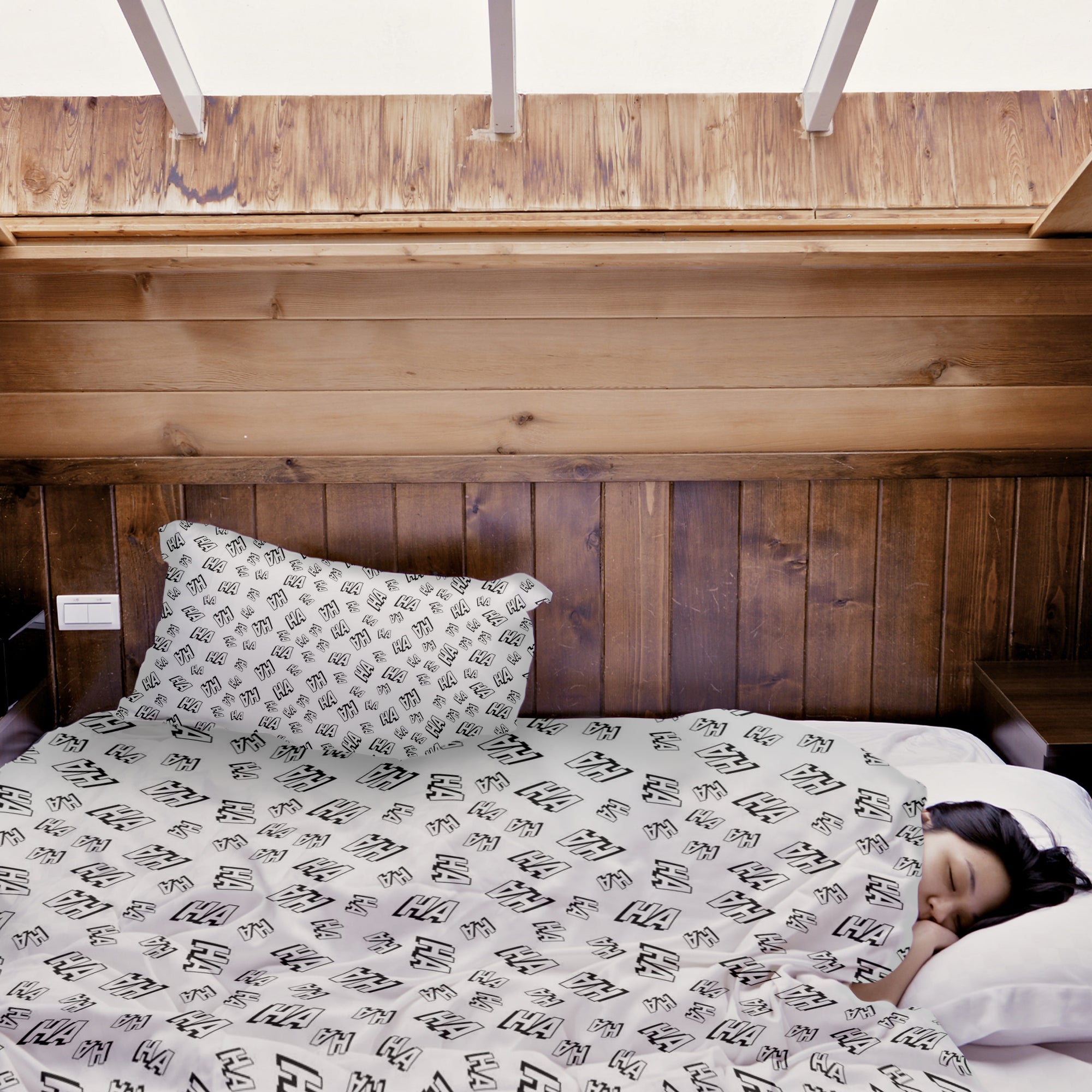 Set de ropa de cama con manta terapéutica blanca Ha Ha