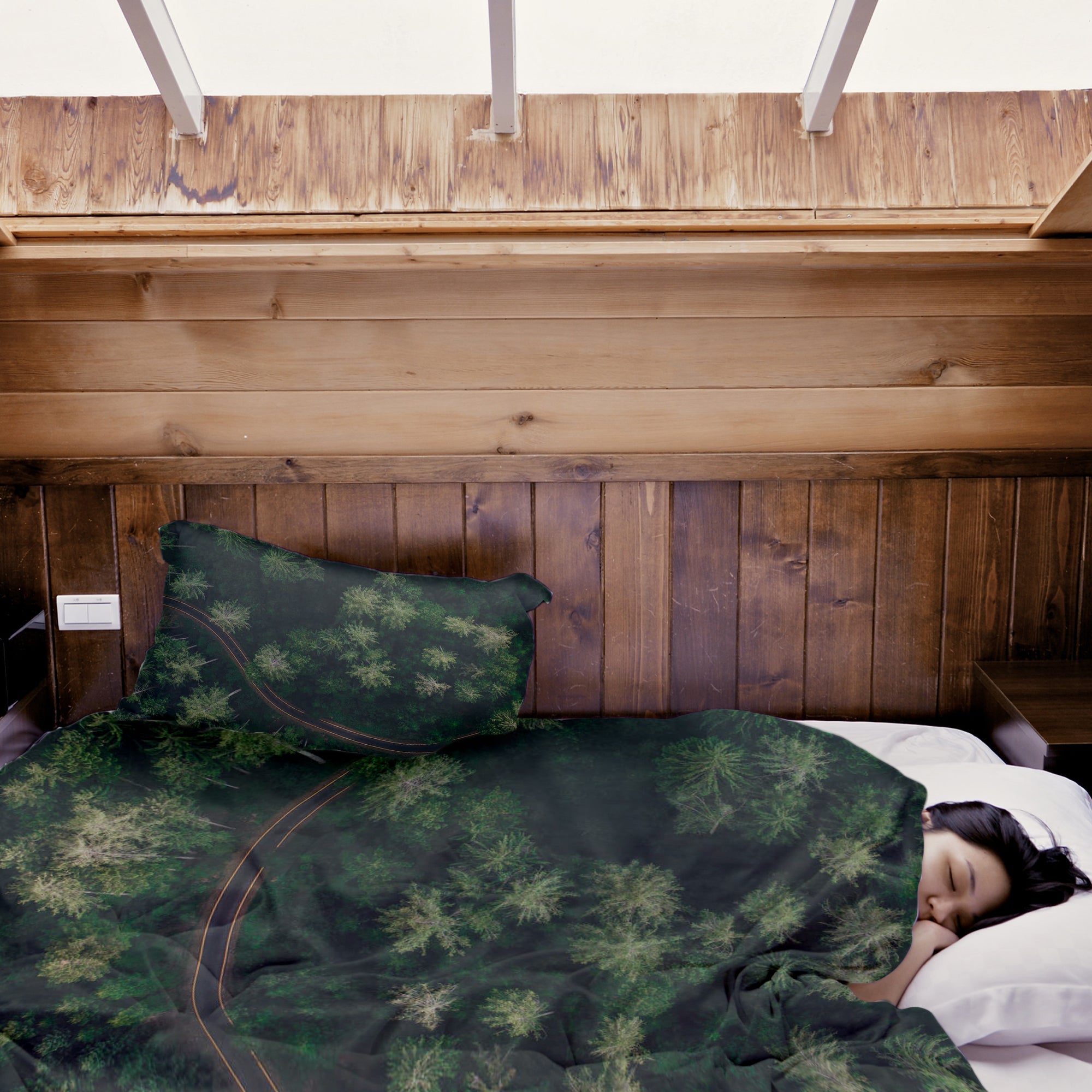 Set de ropa de cama con manta terapéutica Calle en el bosque