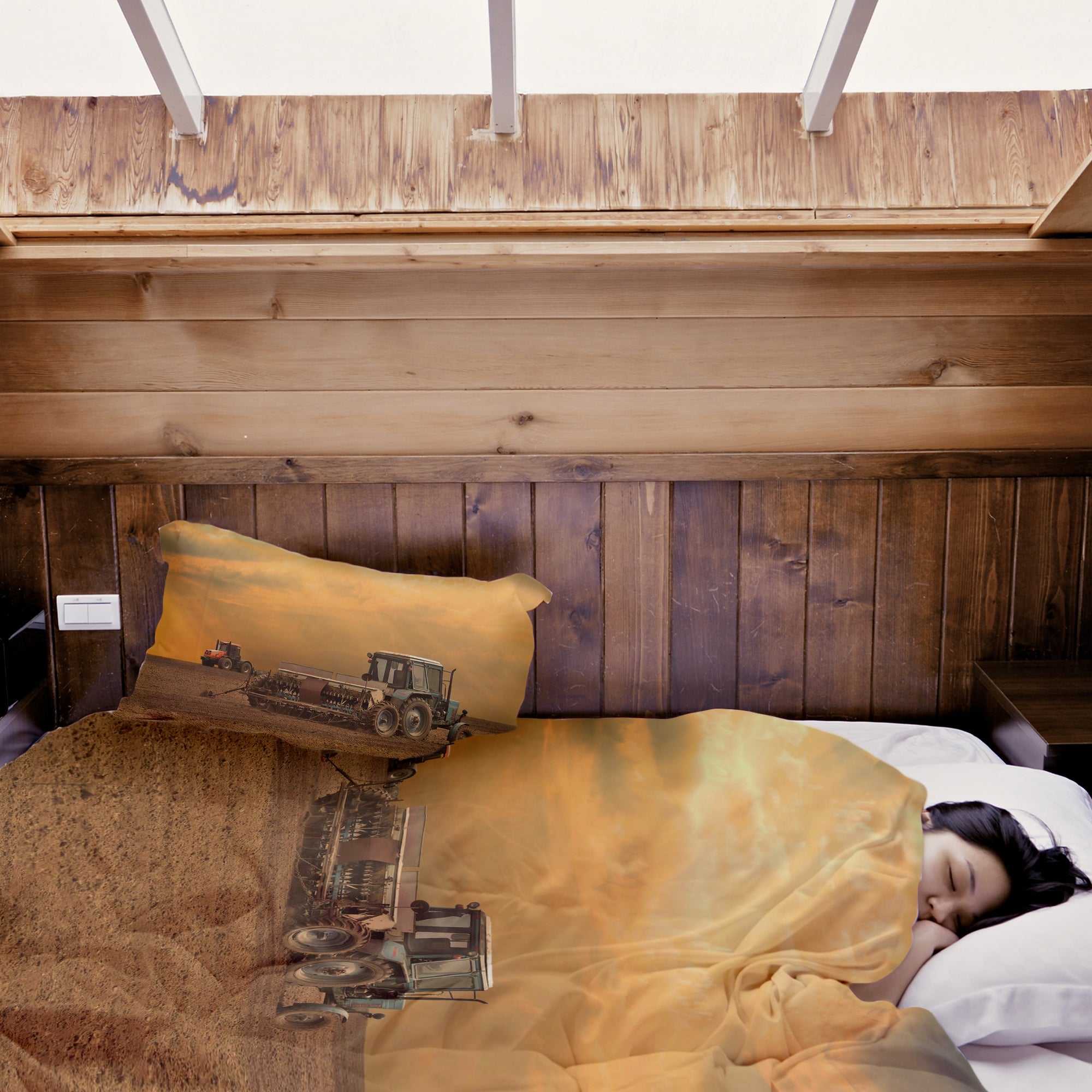 Set de ropa de cama con mantas terapéuticas Dos tractores