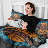 Juego de ropa de cama con manta terapéutica Halloween Calabaza