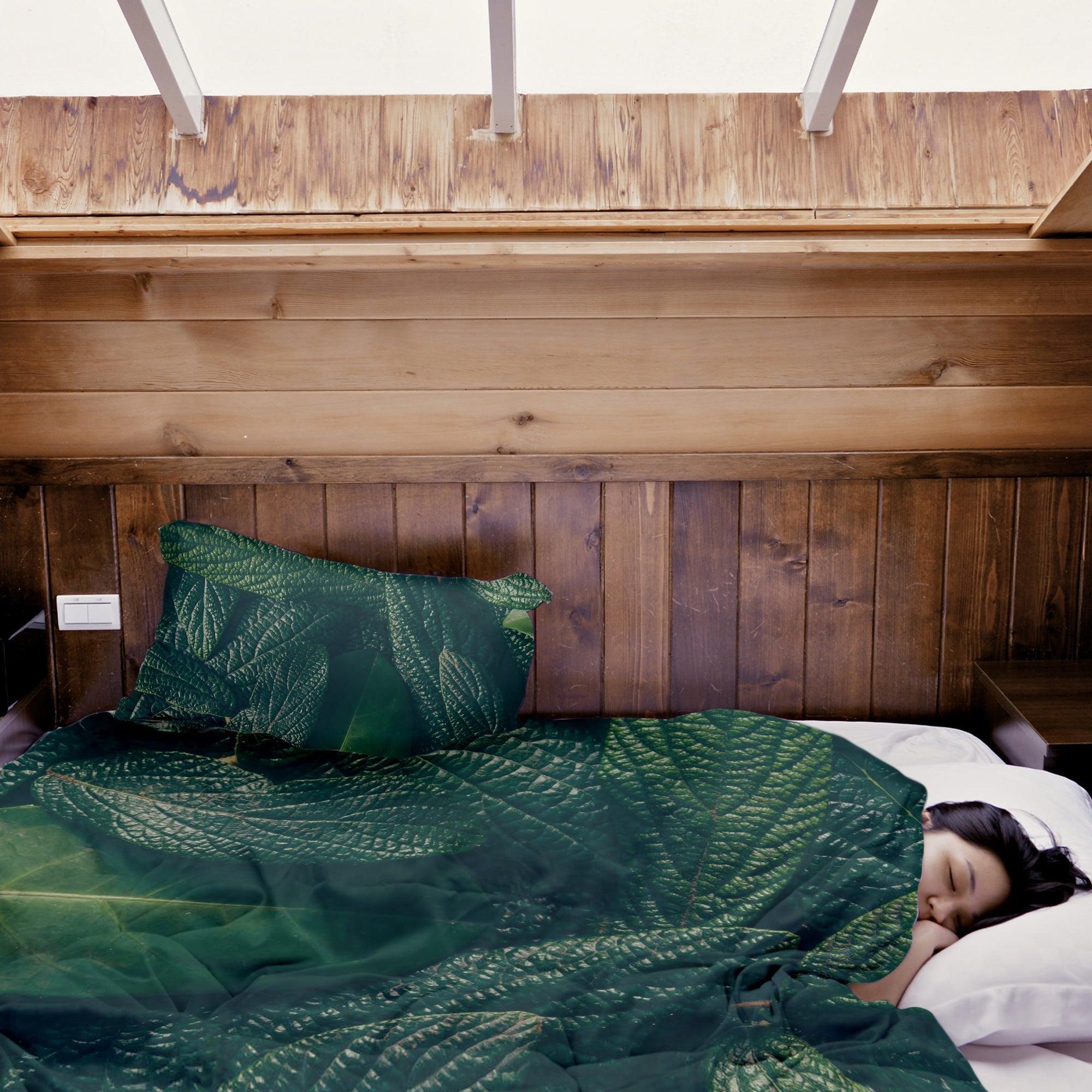 Original Therapiedecke - Juego de ropa de cama de algodón hojas verdes