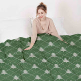 Set de ropa de cama con mantas terapéuticas verde con abetos
