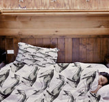 Set de ropa de cama con manta terapéutica ballena azul negra