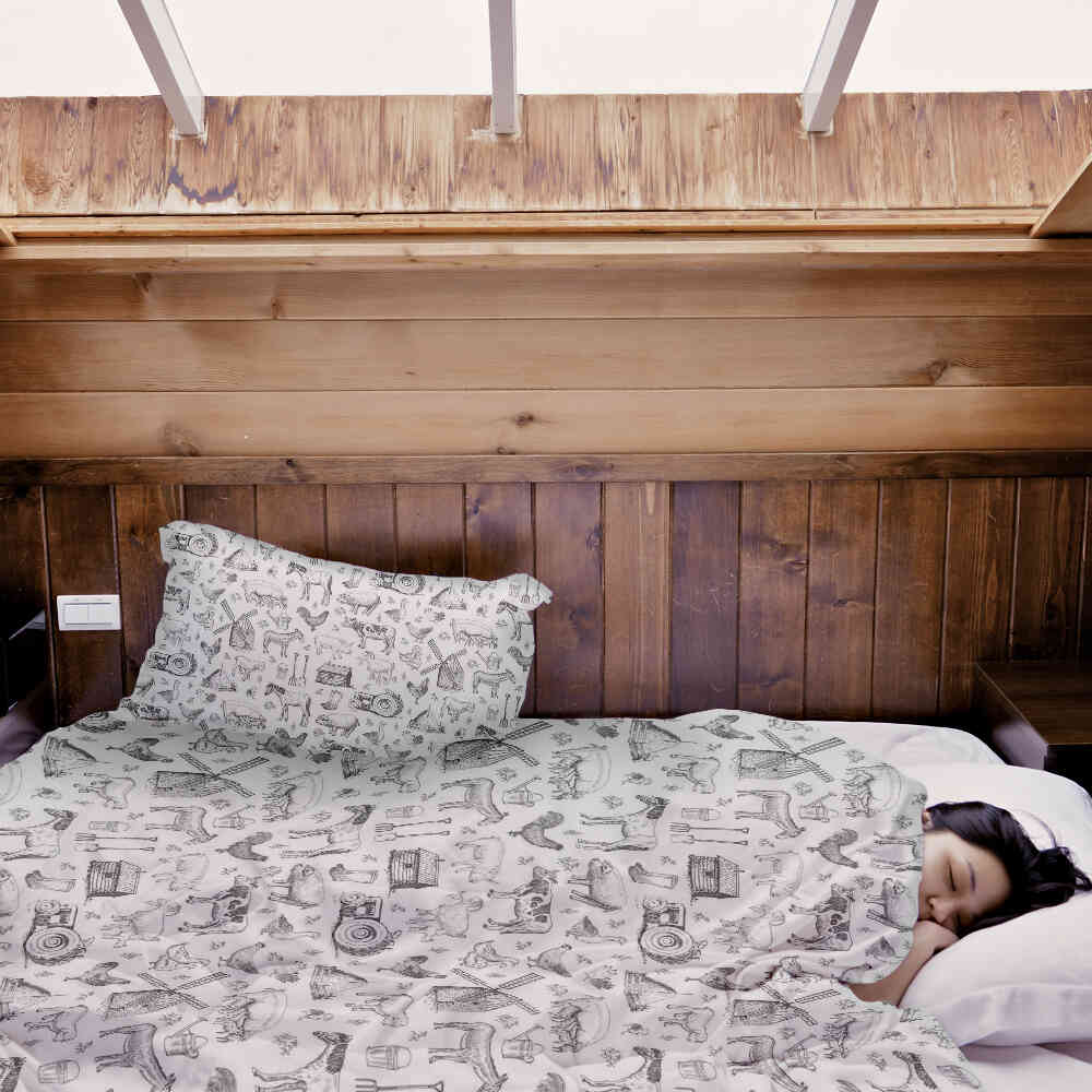 Juego de ropa de cama con manta terapéutica gris granja