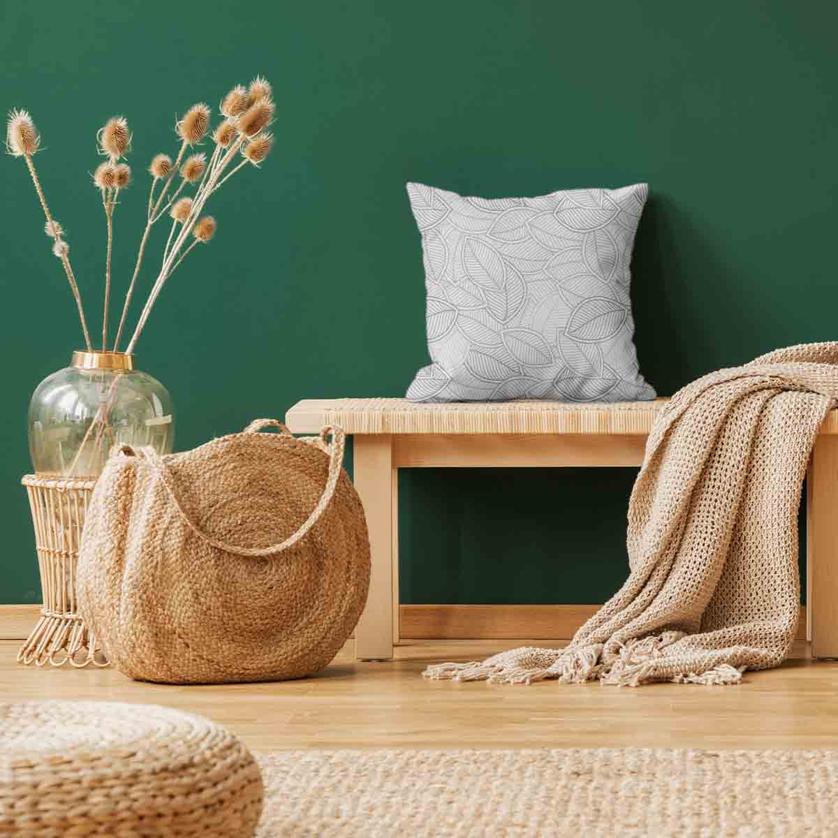 Almohada de salud con hojas de palma grises