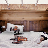 Set de ropa de cama con manta terapéutica tractor en naranja