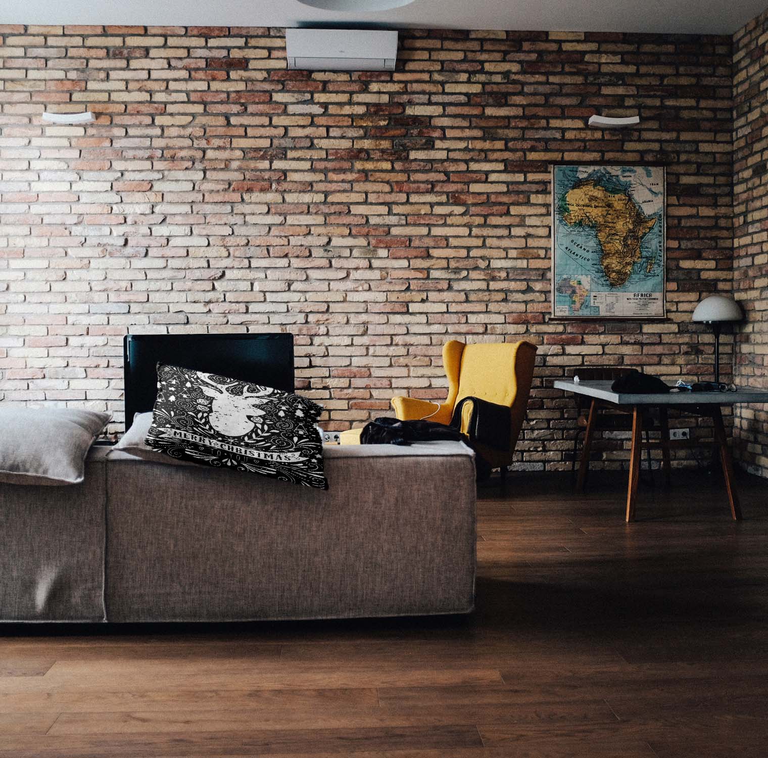 Almohada de salud negra Feliz Navidad