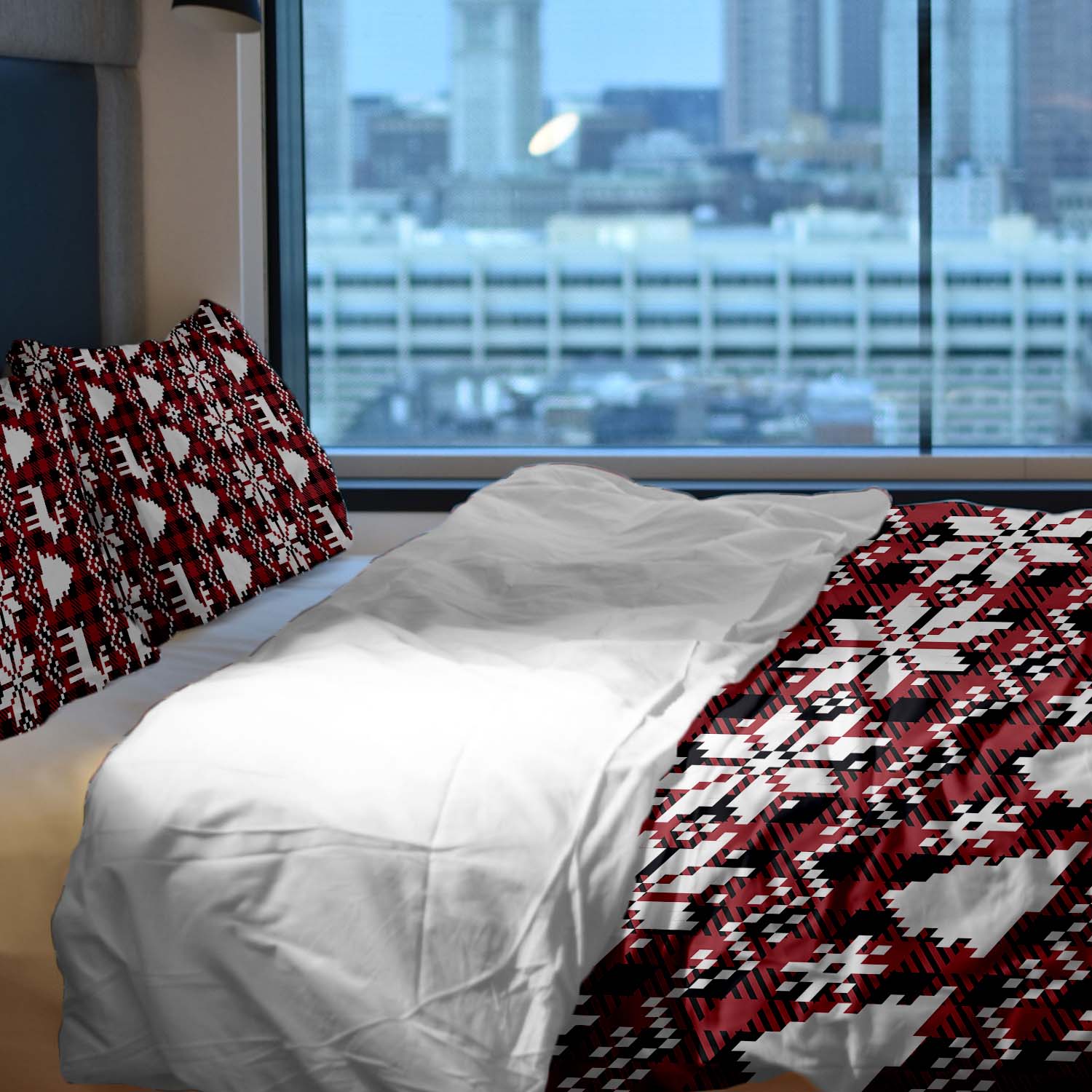 Juego de ropa de cama con mantas terapéuticas de cuadros con motivos navideños