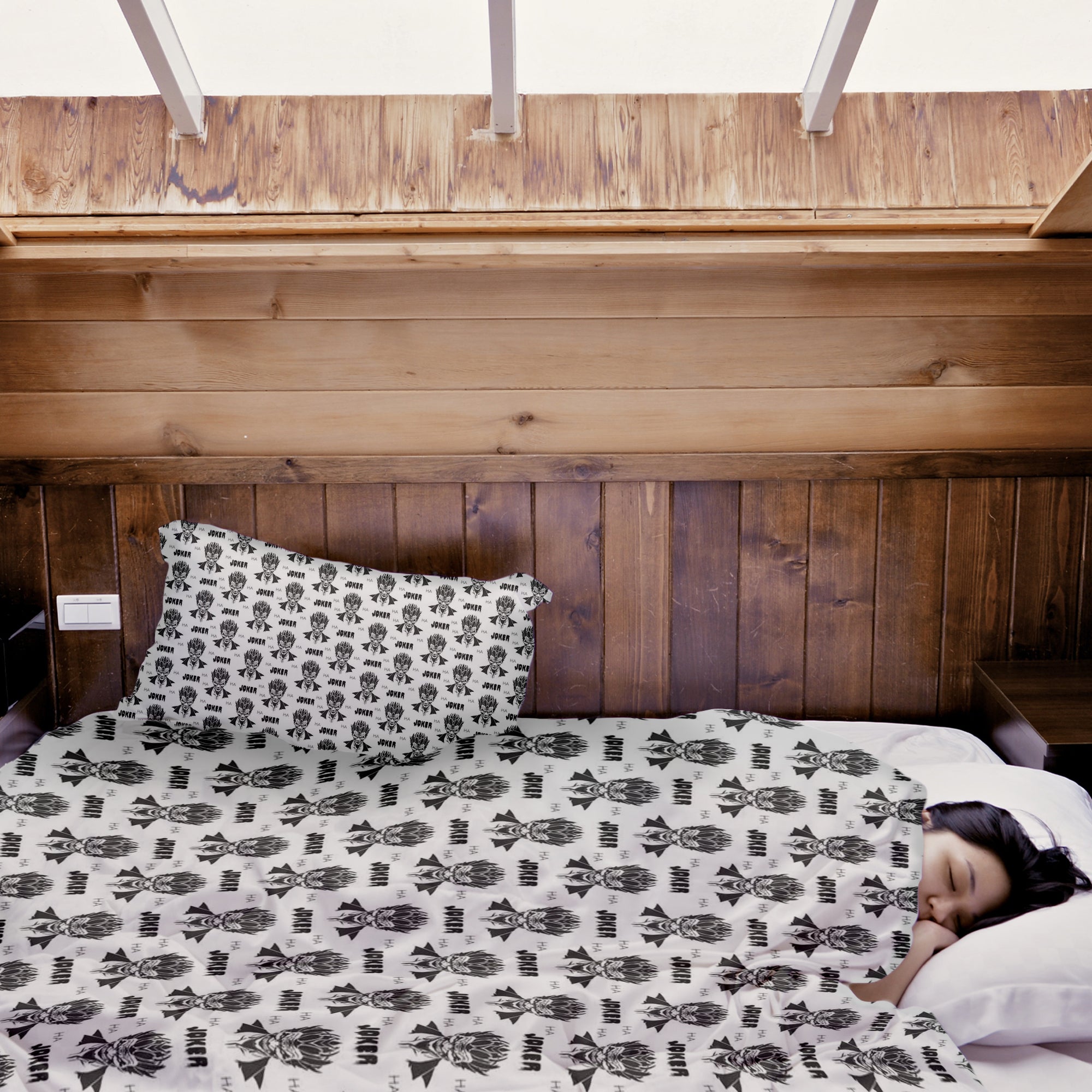 Juego de ropa de cama con manta terapéutica Joker blanco y negro