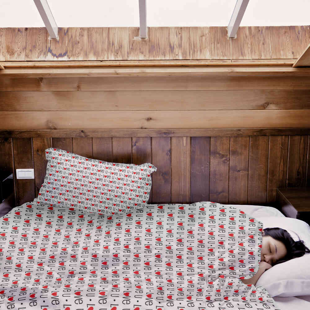 Set de ropa de cama con manta terapéutica blanco Love U