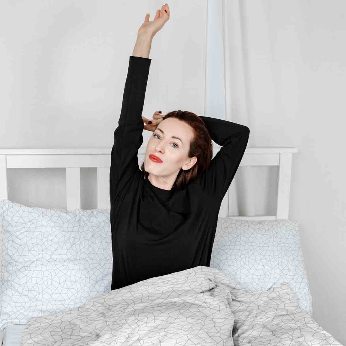 Set de ropa de cama con manta terapéutica blanca con mosaico