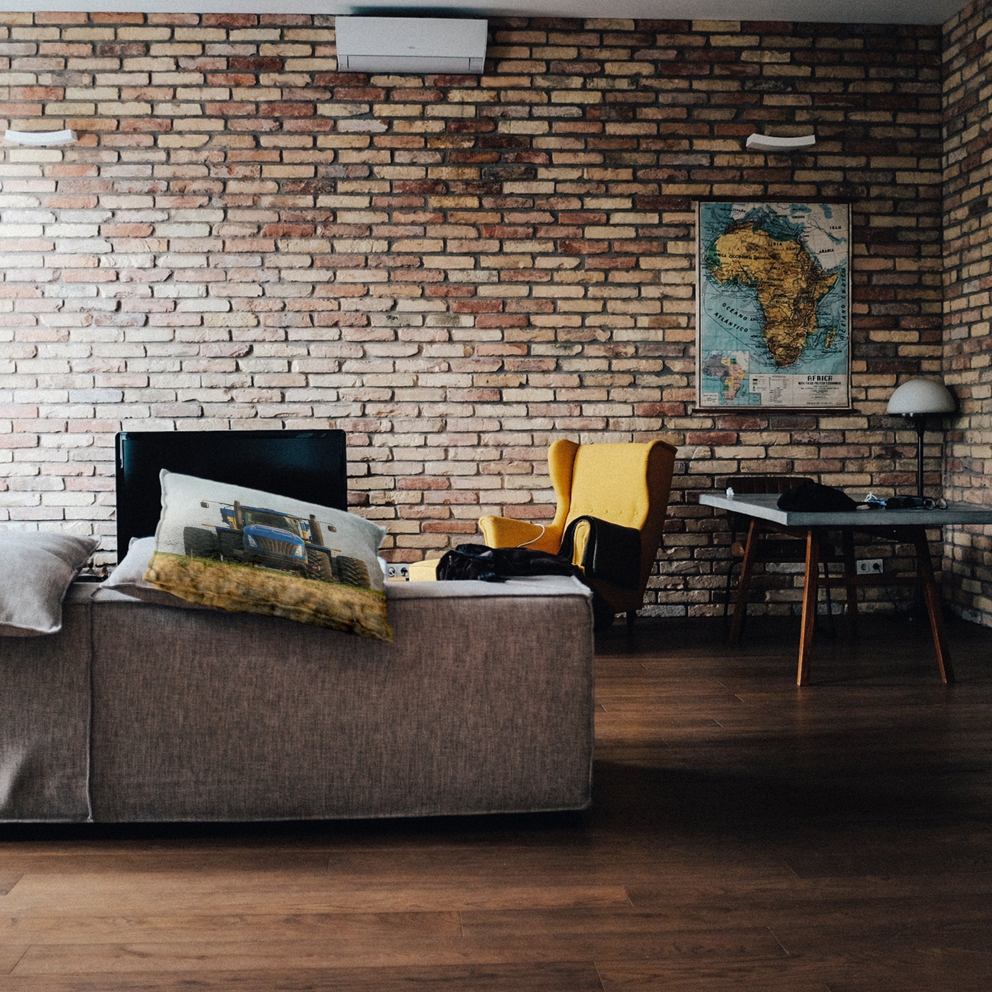 Almohada de salud tractor en azul