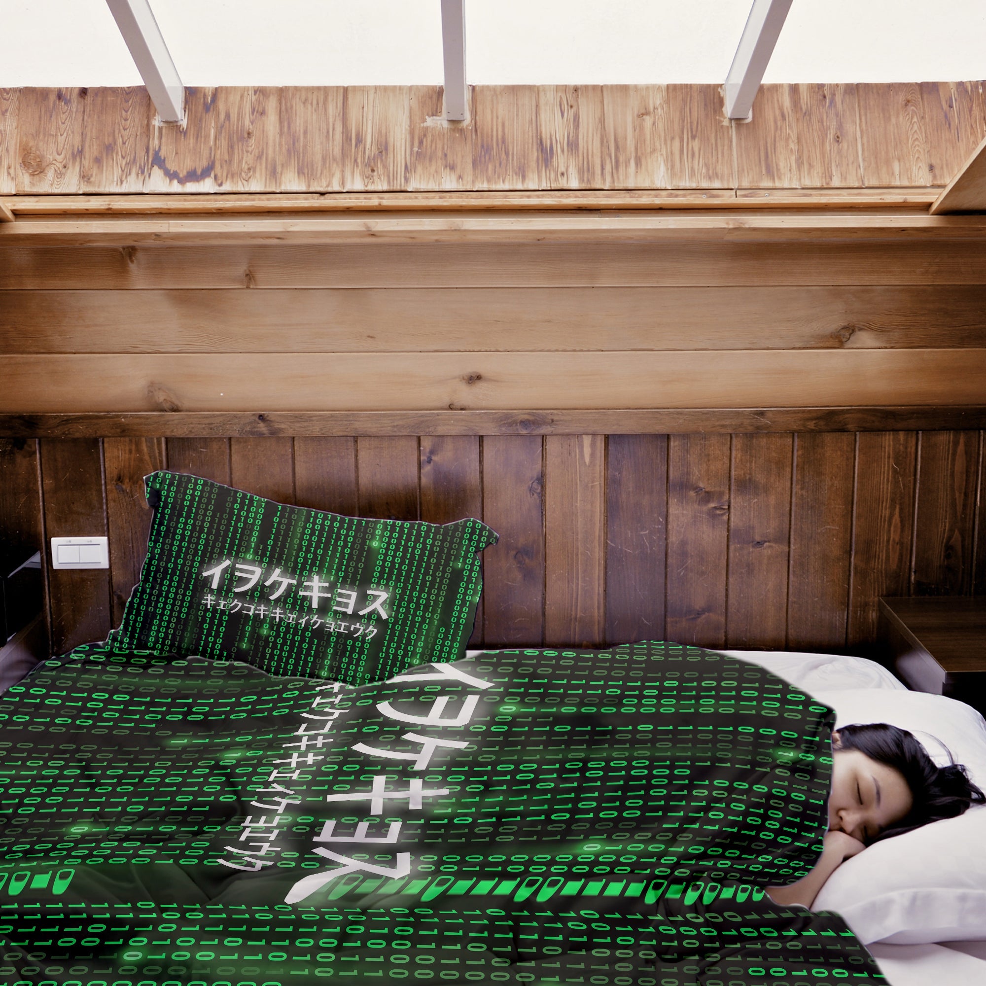 Original Therapiedecke - Juego de ropa de cama de algodón verde The Matrix