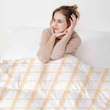 Set de ropa de cama con manta terapéutica amarillo a cuadros