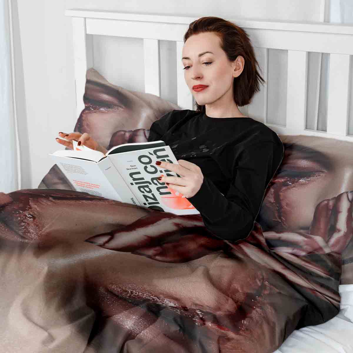 Set de ropa de cama con manta terapéutica Halloween cara