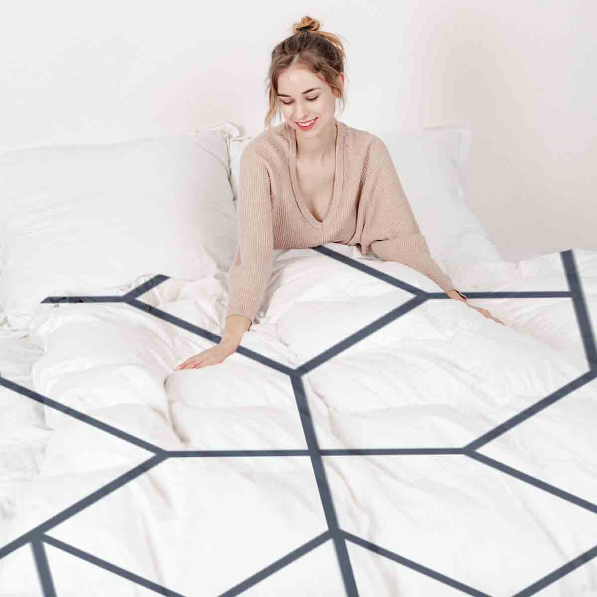 Juego de ropa de cama con mantas terapéuticas y patrón negro
