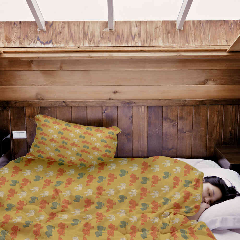 Set de ropa de cama con manta terapéutica naranja con tractores