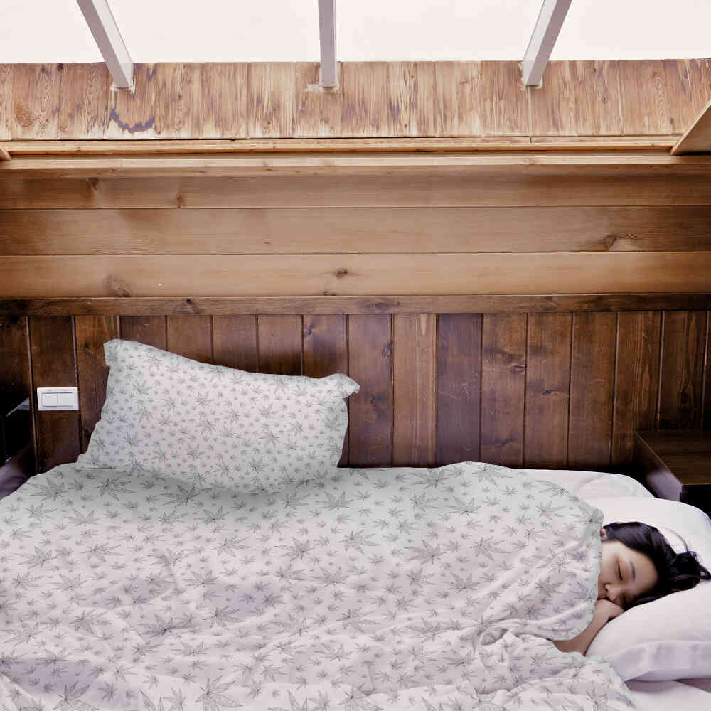 Set de ropa de cama con manta terapéutica gris con hiedra