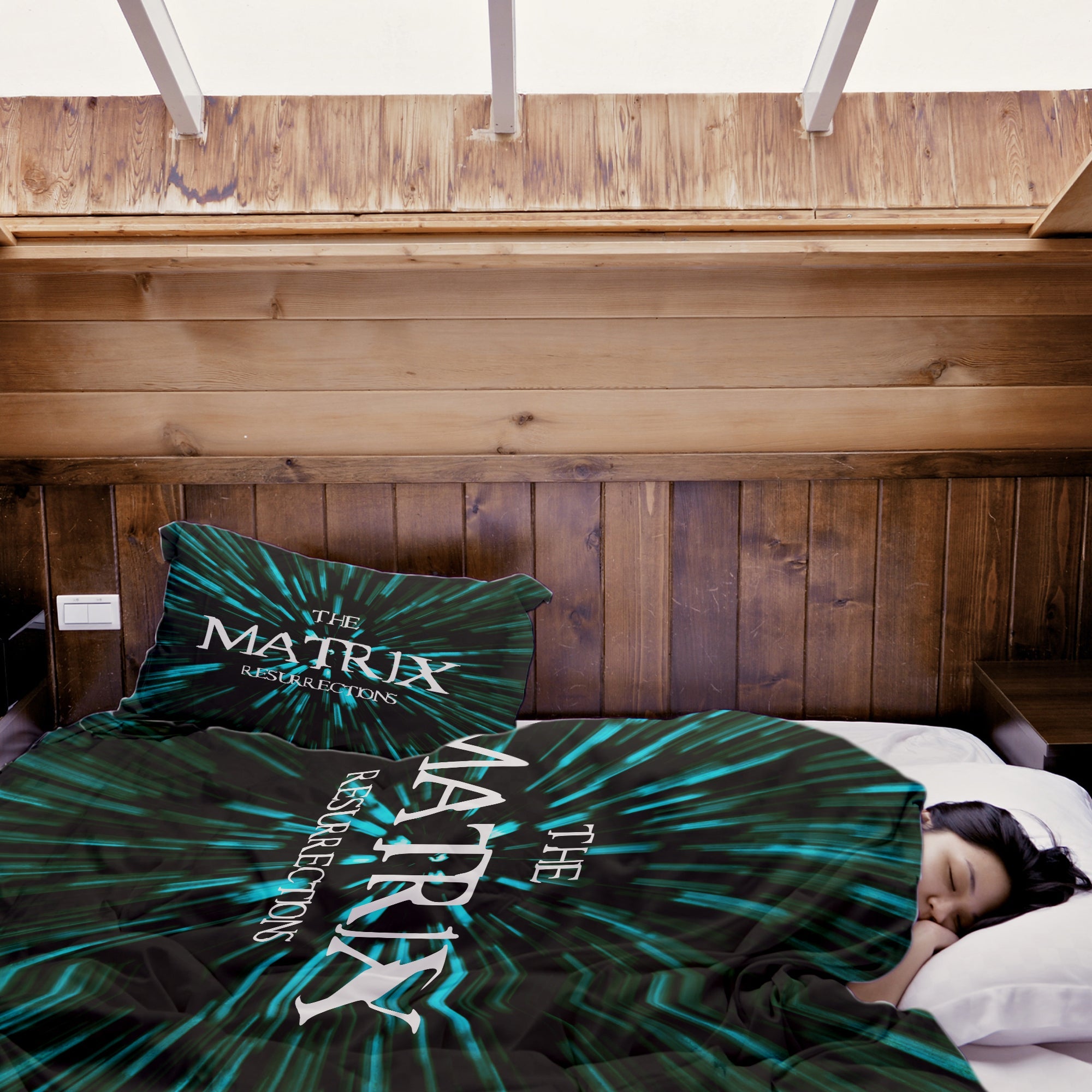 Juego de ropa de cama con manta terapéutica y inscripción The Matrix