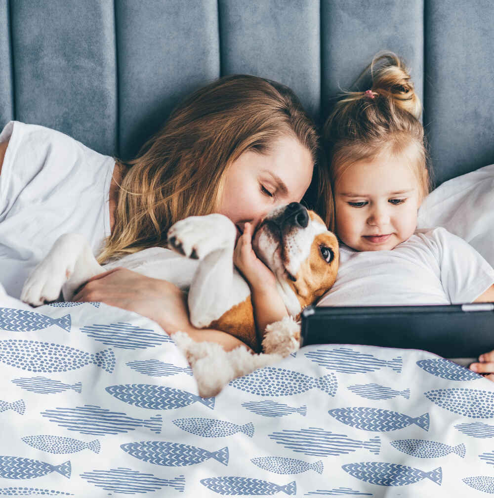 Set de ropa de cama con manta terapéutica peces azules