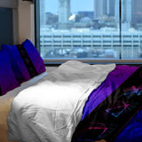 Set de ropa de cama con mantas terapéuticas moradas con formas