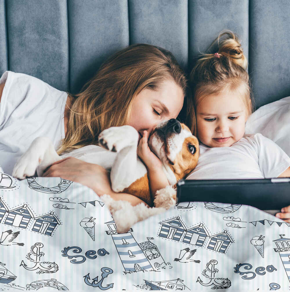 Juego de ropa de cama con manta terapéutica navegación marítima