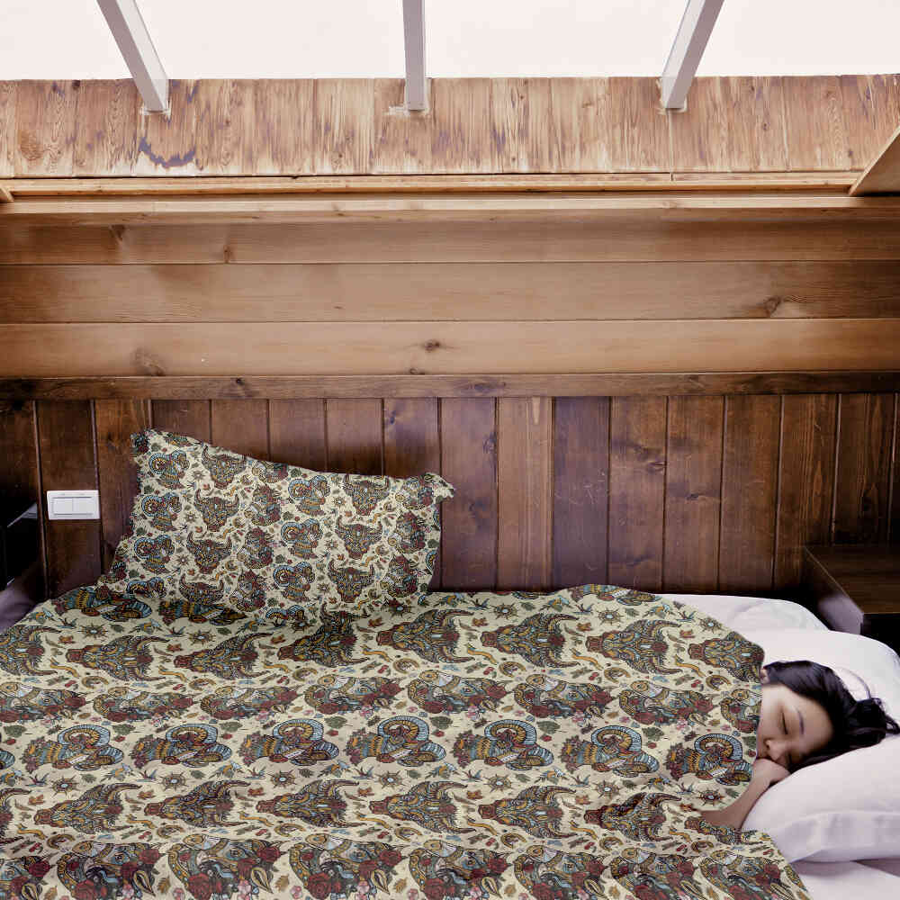 Juego de ropa de cama con mantas terapéuticas y cabezas de animales coloridas