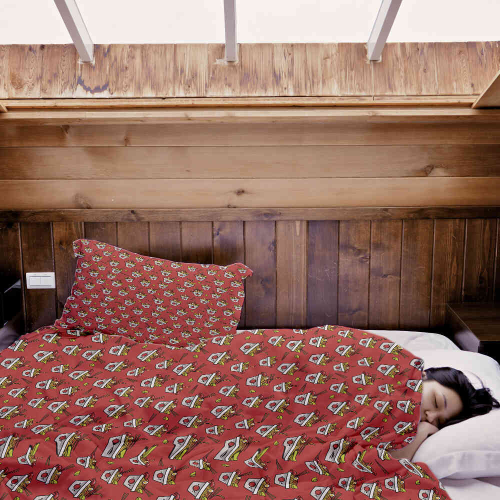 Set de ropa de cama y mantas terapéuticas rojo para llevar