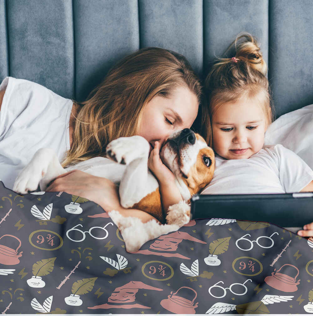 Juego de ropa de cama con manta terapéutica negro magia