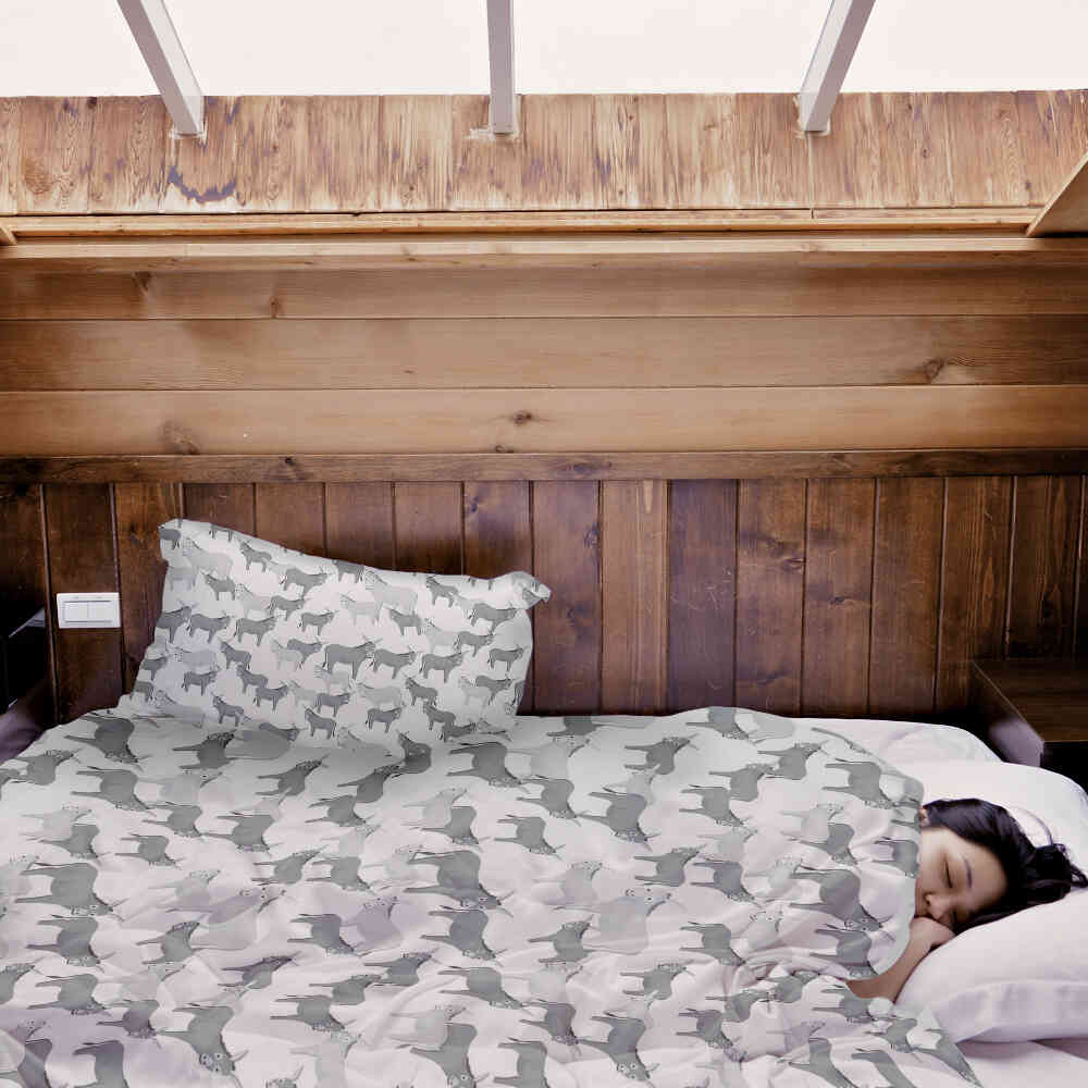 Original Therapiedecke - Juego de Ropa de Cama de Algodón Gris con Burros