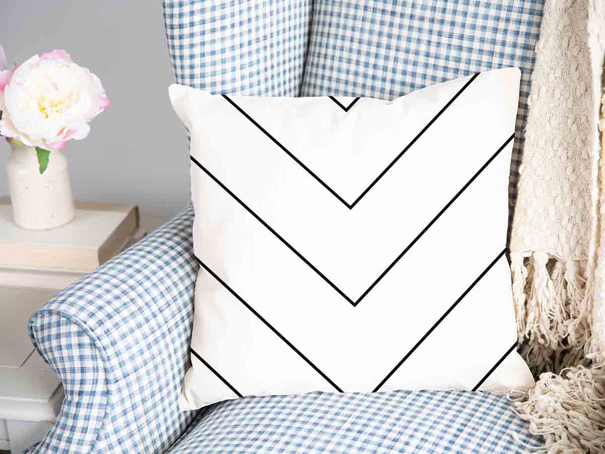 Almohada de salud blanca con zigzag negro