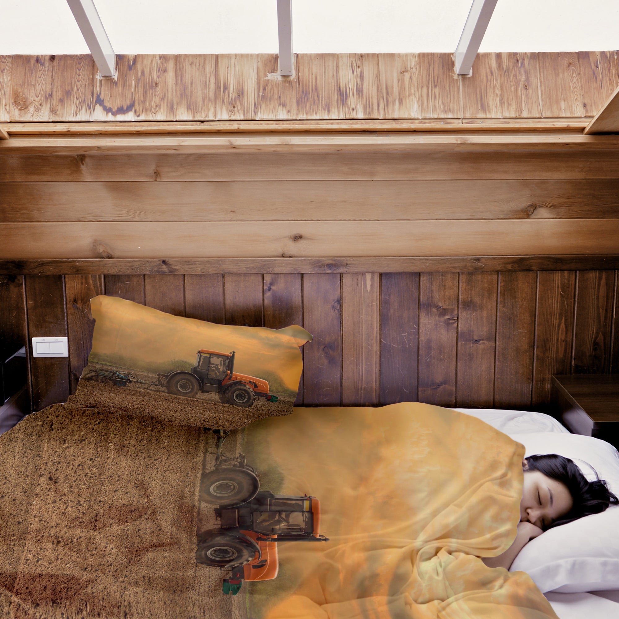 Juego de ropa de cama con manta terapéutica tractor con remolque