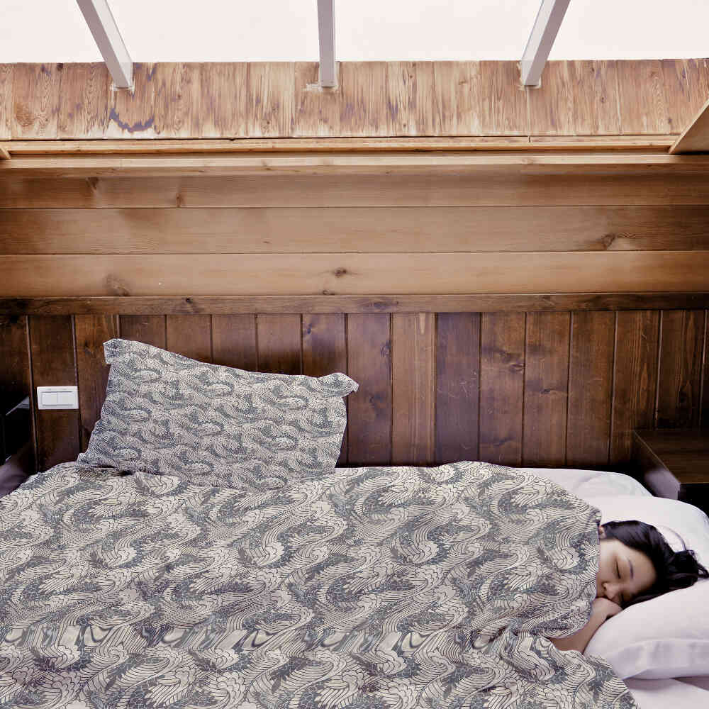 Juego de ropa de cama con manta terapéutica mar tormentoso