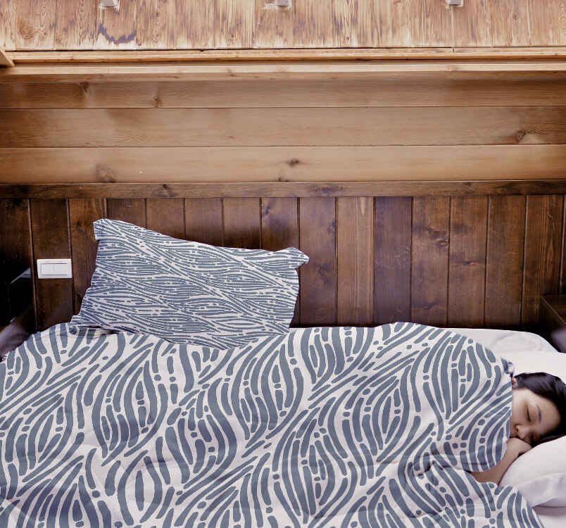 Set de ropa de cama con manta terapéutica patrón ondulado azul