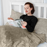 Juego de ropa de cama con manta terapéutica beige con forma de hoja negra