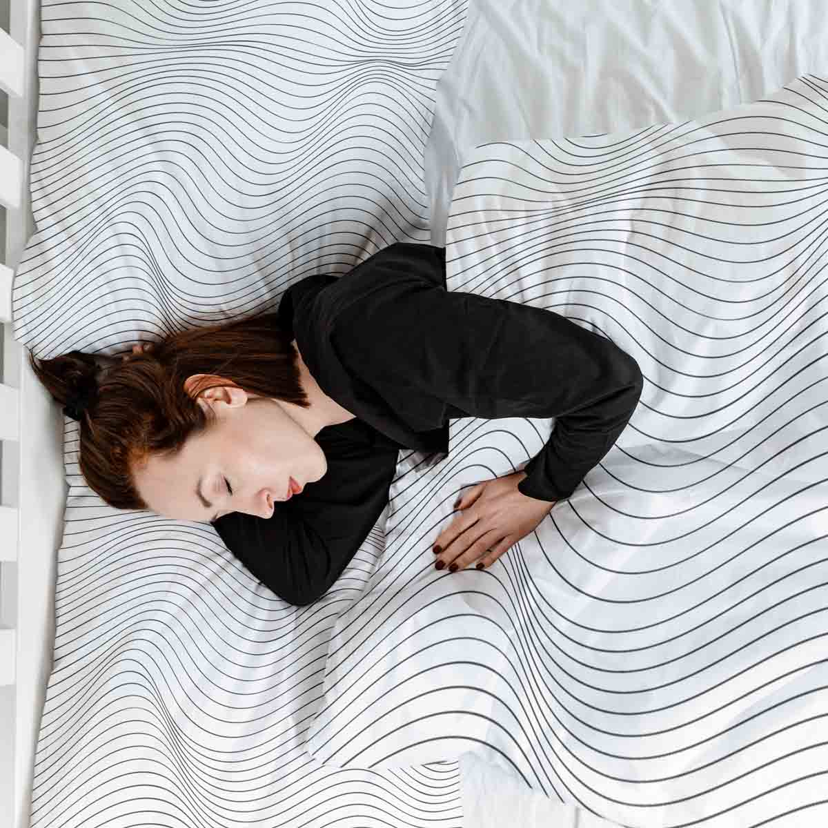 Juego de ropa de cama con manta terapéutica Ondas de radio negras